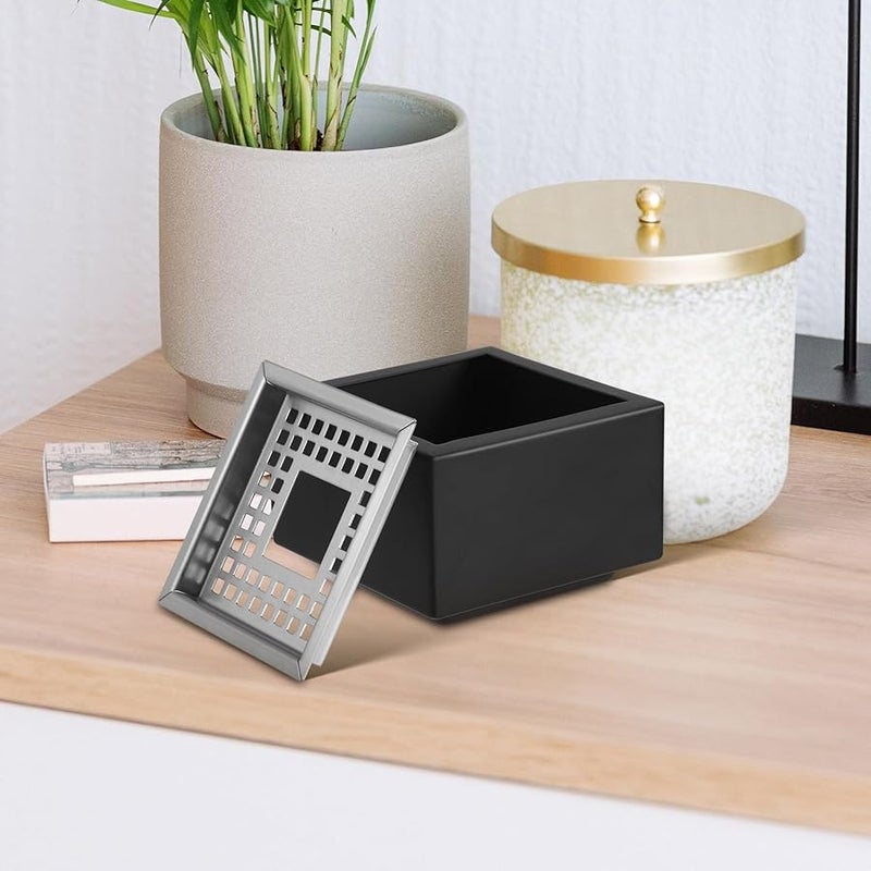 مطفأة سجائر كبيرة مربعة من الفولاذ المقاوم للصدأ مضادة للرياح للاستخدام المنزلي على طاولات داخلية - Image 5